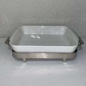 All-Clad Ceramic White Square Casserole Dish Oven Baker Pillivuyt Trivet Holder